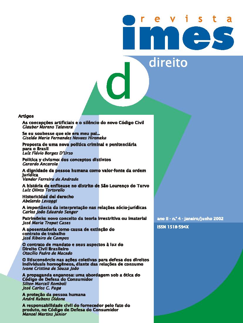 					View No. 4 (2002): Revista IMES de Direito
				