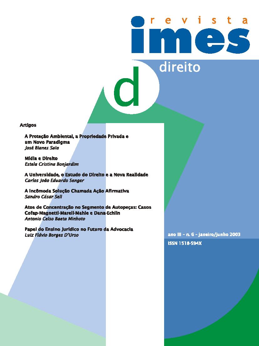 					View No. 6 (2003): Revista IMES de Direito
				