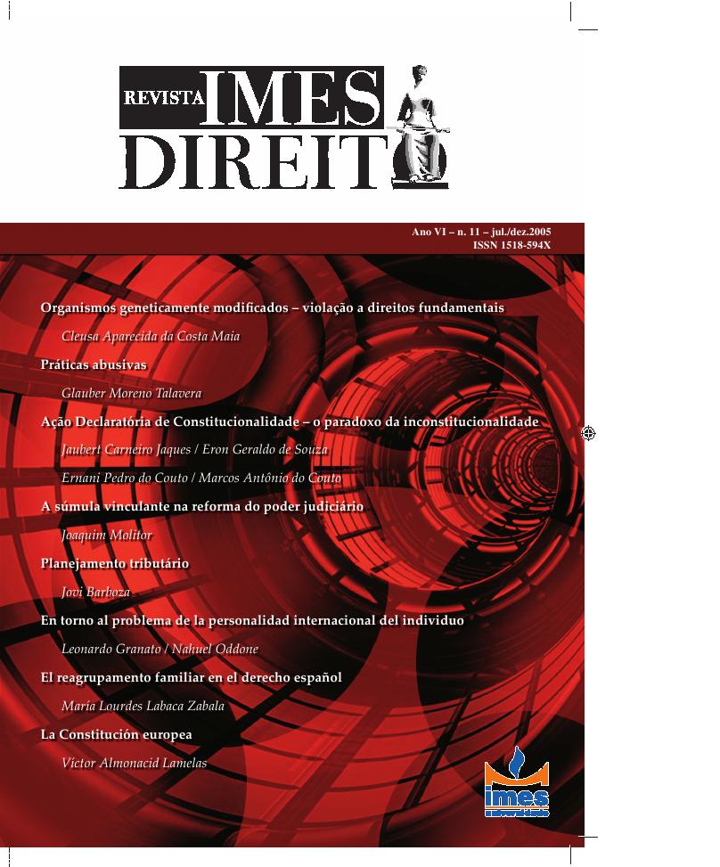 					Visualizar n. 11 (2006): Revista IMES de Direito
				
