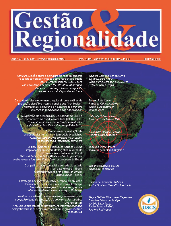 					Ver Vol. 29 Núm. 87 (2013): Gestão & Regionalidade
				