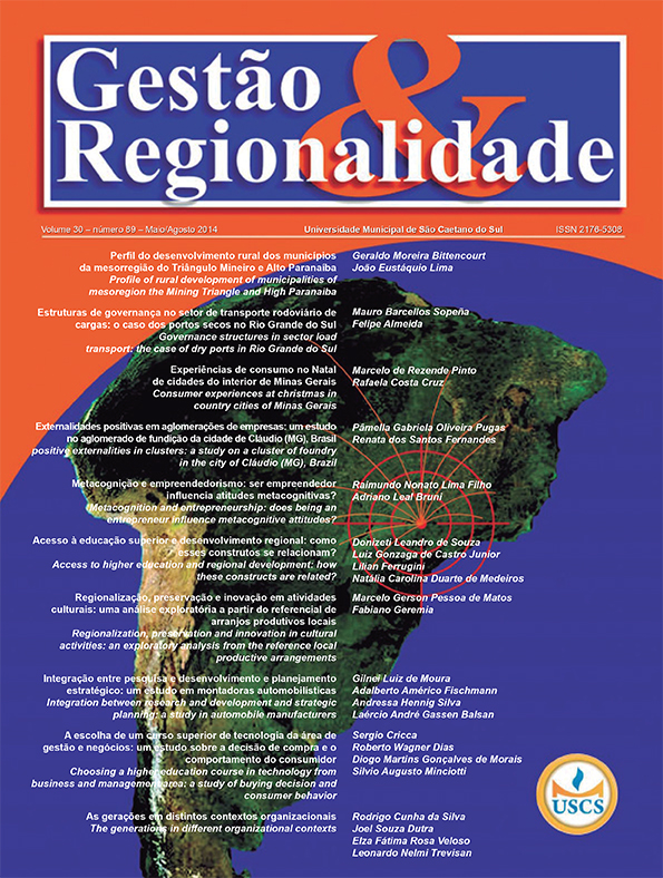 					Visualizar v. 30 n. 89 (2014): Gestão & Regionalidade
				