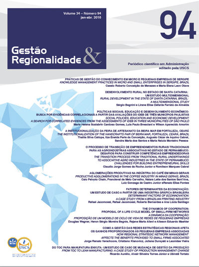 					Visualizar v. 32 n. 94 (2016): Gestão & Regionalidade
				
