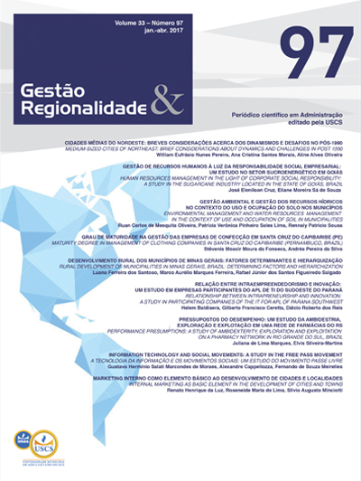 					Visualizar v. 33 n. 97 (2017): Gestão & Regionalidade
				