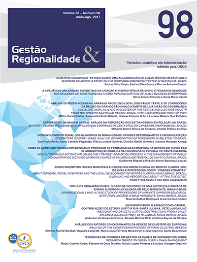 					Visualizar v. 33 n. 98 (2017): Gestão & Regionalidade
				