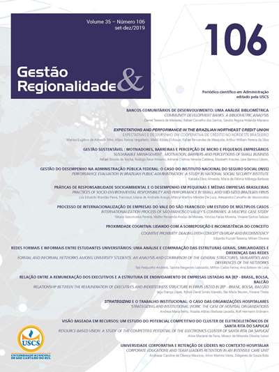 					Visualizar v. 35 n. 106 (2019): GESTÃO & REGIONALIDADE
				